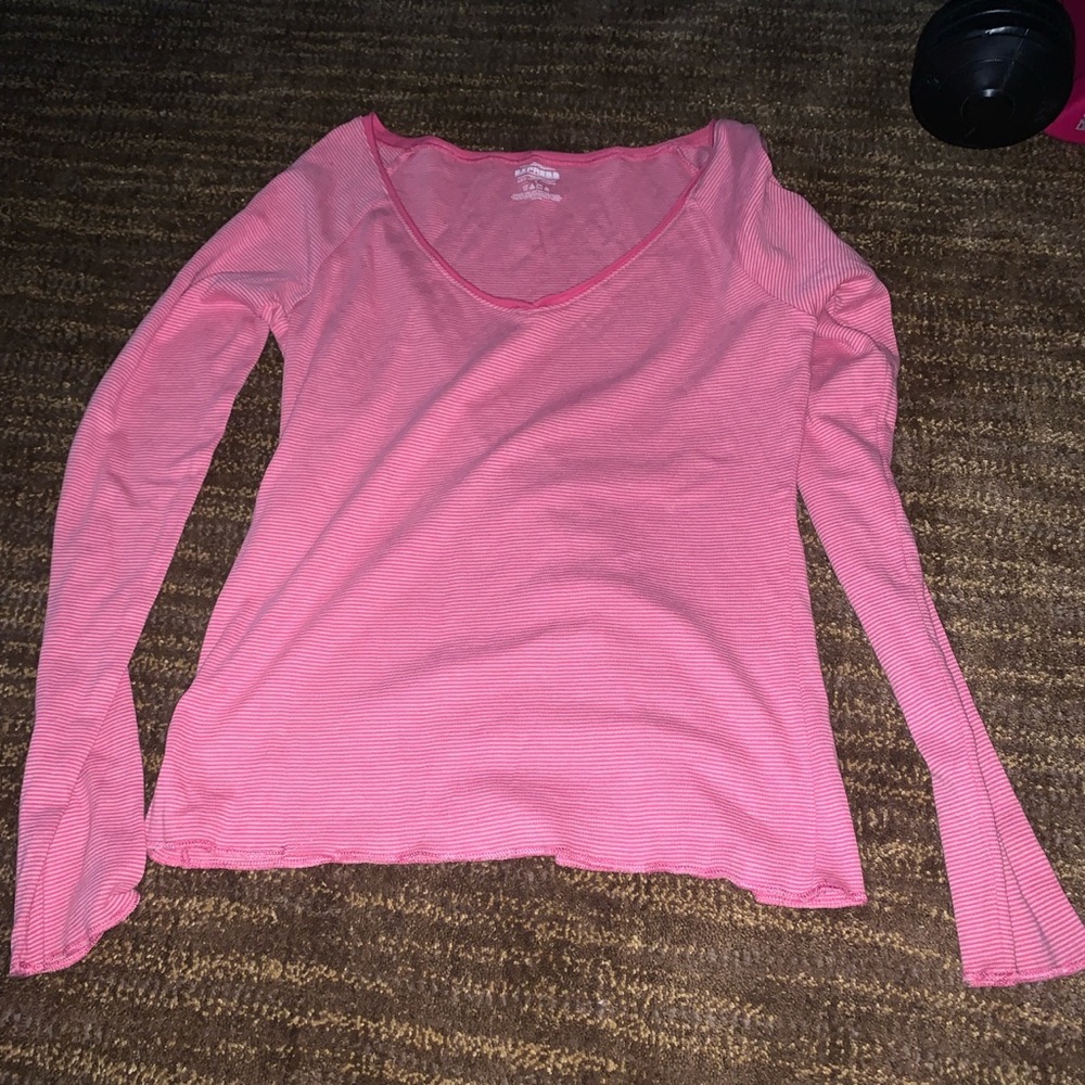 pink striped tee from express